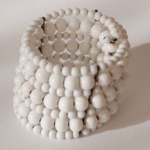 50's Vintage Milk Glass Bead Cuff Bracelet